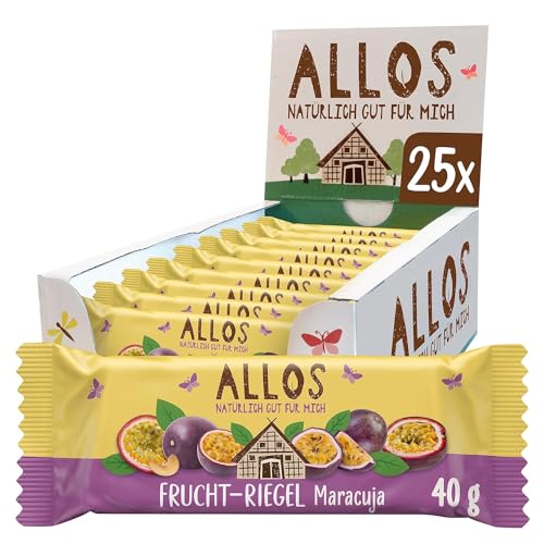 Allos Fruchtriegel Maracuja, Bio Riegel, Energieriegel, Sportriegel, Vegan, 25 x 40g von Allos