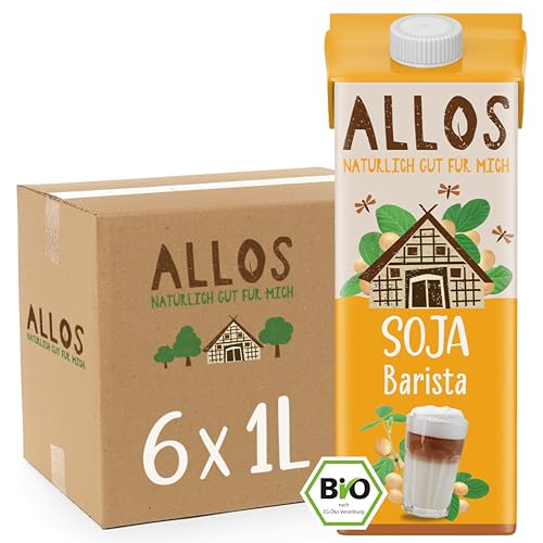 Allos Bio Sojadrink Barista | Milchalternative aus Soja | Soja Drink | Drink auf Pflanzenbasis | veganer Drink | schäumbar | perfekt für Kaffee | laktosefrei | 1 Liter (6 Stück) von Allos