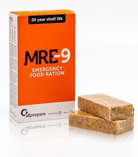 MRE-9 Notration 500 Gramm - High Energy Bar - 20 Jahre Haltbarkeitsdauer - Energieriegel für Outdoor Aktivitäten oder Wandern - Vegan & Laktosefrei - 1er Pack zum Probieren von Allprepare