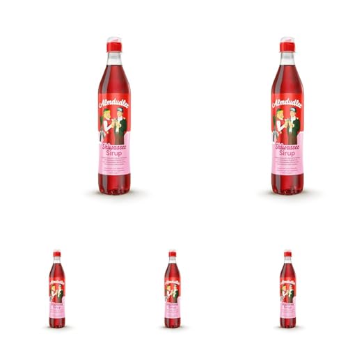 Almdudler Skiwasser Sirup – 1 x 700 ml Himbeer-Zitrone Getränkesirup - ergibt ca. 7 Liter Limo - Skihütten Limonade (Packung mit 5) von Almdudler