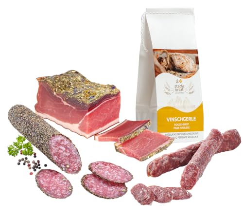 Almgourmet - Genießerset "Typisch Südtirol" - hochwertige Zusammenstellung mit 4 Südtiroler Delikatessen - Speck und Salami von Almgourmet