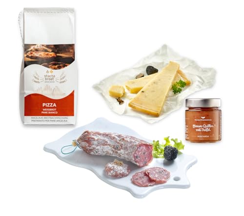 Almgourmet - Pizzaset "Trüffelpizza" - mit feiner Backmischung aus Südtirol - Käse, Salami und Mostarda für den Belag von Almgourmet