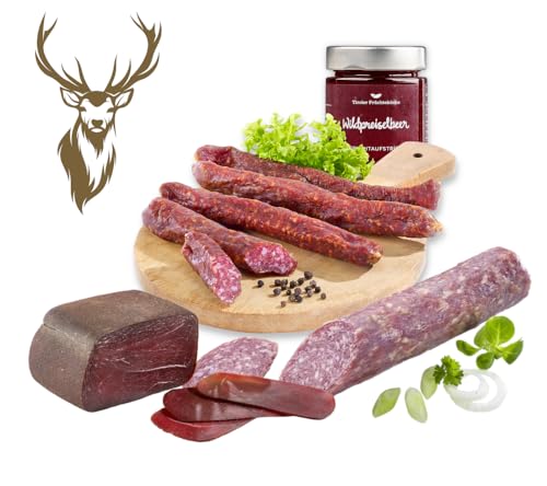 Almgourmet - Zusammenstellung mit Wildspezialitäten - u.a. Hirschschinken und italienische Mufflonsalami von Almgourmet