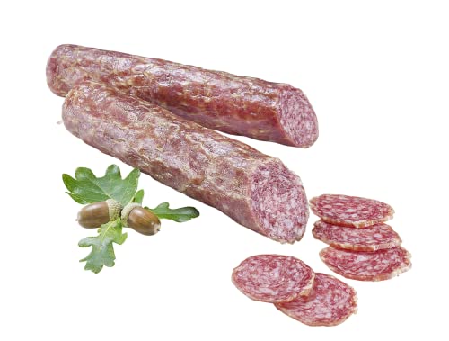 Almgourmet - luftgetrocknete Salami mit 20% Wildschweinfleisch - 2 Stück je 180g - italienische Edelsalami von Almgourmet