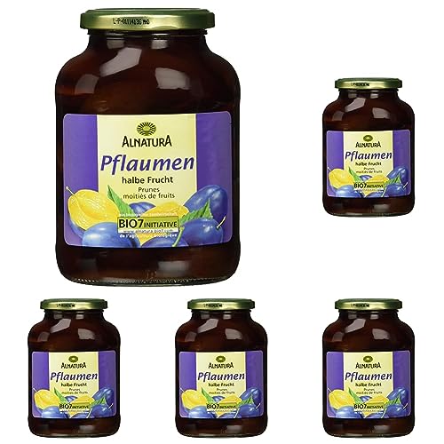 Aln.Pflaumen 1/2 Frucht 1 x 540 g, Abtropfgewicht 1 x 305 g (Packung mit 5) von Alnatura