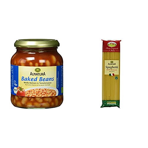 Alnatura Bio Baked Beans, 360g & Bio Spaghetti aus Hartweizengrieß, 500g von Alnatura