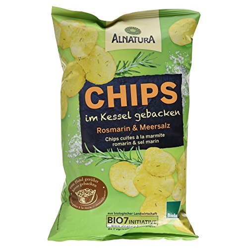 Alnatura Bio Chips im Kessel gebacken Rosmarin & Meersalz, vegan, 5er Pack (5 x 125 g) von Alnatura