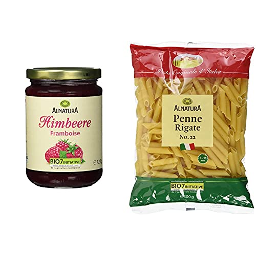 Alnatura Bio Fruchtaufstrich Himbeer, 420g & Bio Nudeln Penne Rigate, 500g von Alnatura