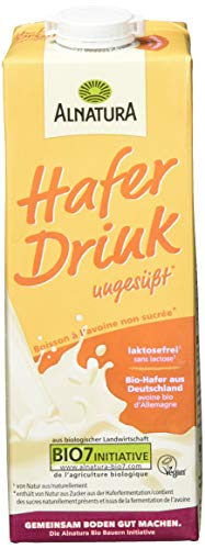 Alnatura Bio Haferdrink, ungesüßt, laktosefrei, vegan, 8er Pack (8 x 1 l) von Alnatura