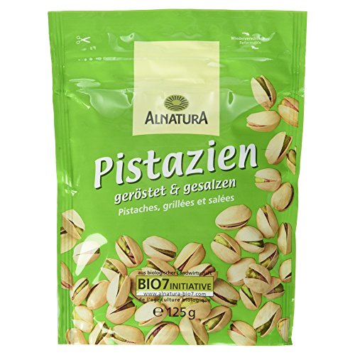 Alnatura Bio Pistazien, geröstet und gesalzen, vegan, 4er Pack (4 x 125 g) von Alnatura