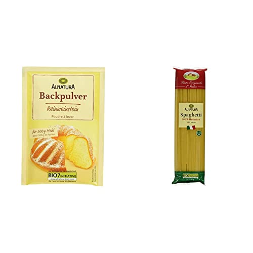 Alnatura Bio Reinweinstein Backpulver 4er Packung, 68 g & Bio Spaghetti aus Hartweizengrieß, 500g von Alnatura