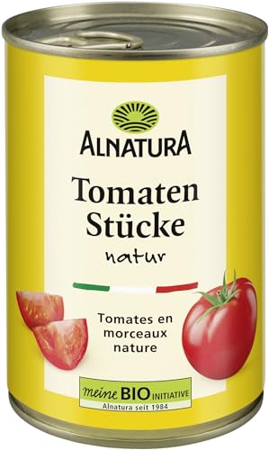 Alnatura Bio Tomatenstücke Natur, 1 x 400 g, Abtropfgewicht 1 x 240 g (Packung mit 6) von Alnatura