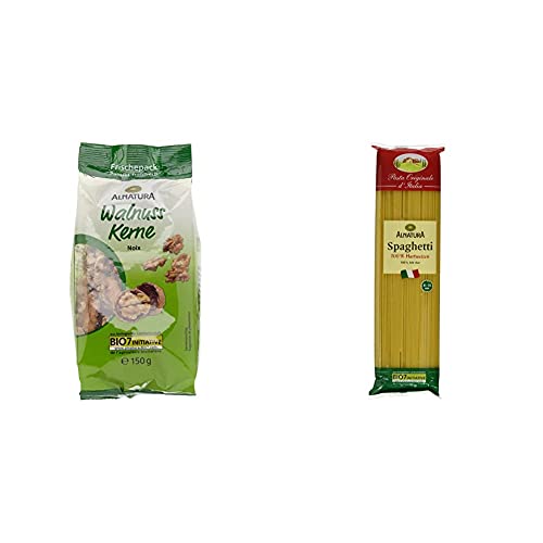 Alnatura Bio Walnusskerne, 150g & Bio Spaghetti aus Hartweizengrieß, 500g von Alnatura