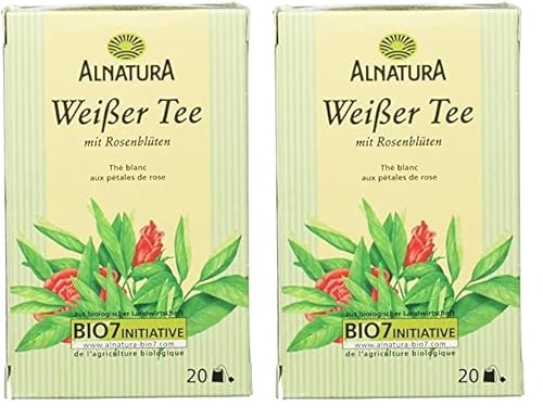 Alnatura Bio Weißer Tee mit Rosenblüten, 20 Beutel, 30g (Packung mit 2) von Alnatura