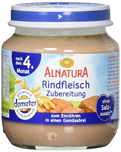 Alnatura Demeter Bio Rindfleischzubereitung, glutenfrei, 6er Pack (6 x 125 g) von Alnatura