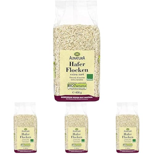 Alnatura Haferflocken extra zart, 1 x 400 g (Packung mit 4) von Alnatura