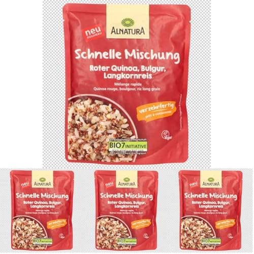 Alnatura Schnelle Mischung Roter Quinoa, Bulgur, Langkornreis, 250 g (Packung mit 4) von Alnatura