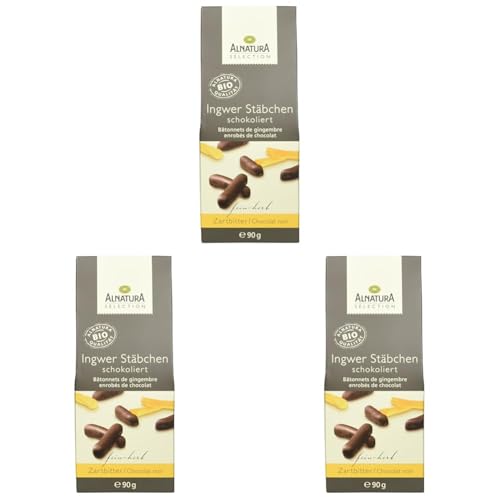 Alnatura Sélection Bio Ingwer Stäbchen schokoliert, 90g (Packung mit 3) von Alnatura