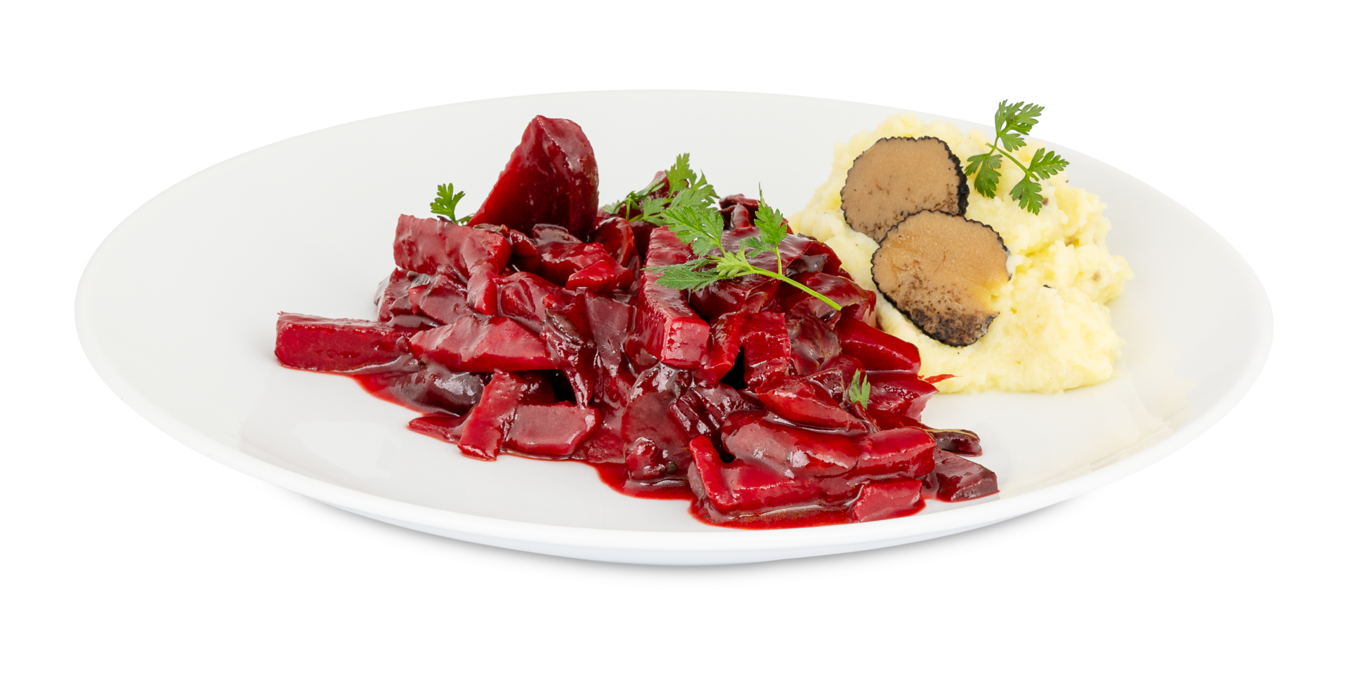 Beet Bourguignon mit getrüffeltem Kartoffelpüree von Alois Dallmayr KG