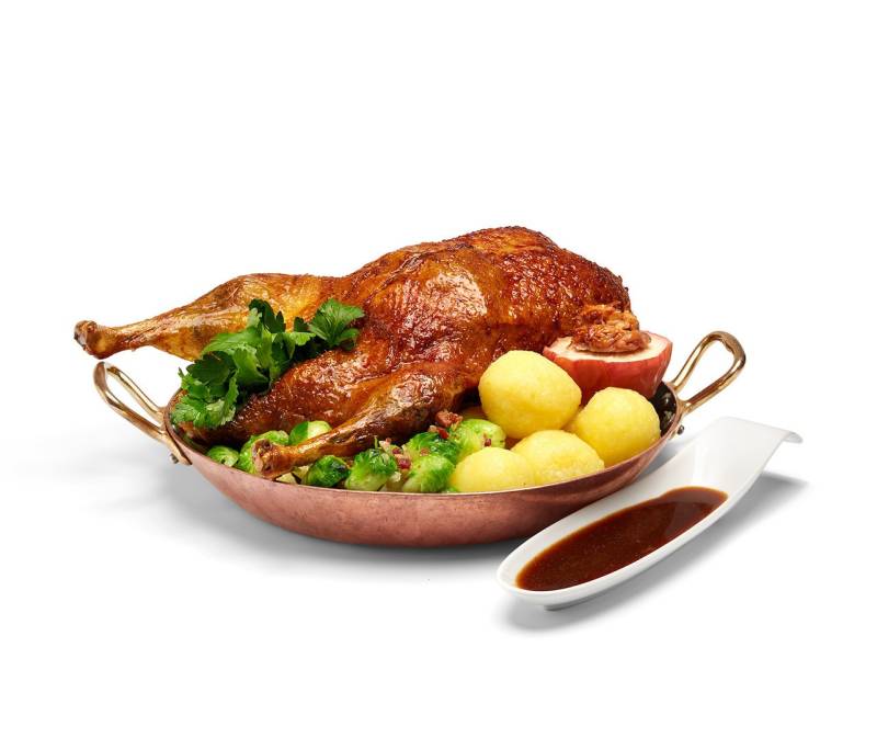 Knusprige gebratene niederbayerische Bauernente (Rohgewicht 2,5 kg) inkl. Beilagen, für 2-4 Personen von Alois Dallmayr KG