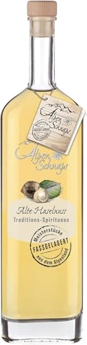 Alpenschnaps Alte Haselnuss Fasslagerung (0,5l) – Milder Haselnuss Schnaps – Nuss Schnaps mit Rezeptur aus dem Alpenland – Traditionell gereifter Schnaps mit leichter Holznote – 33 % Vol. von Alpenschnaps