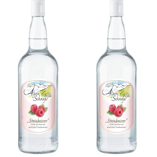 Alpenschnaps | Steinbeisser | 1 x 1l | Himbeere | pures Alpenglück im Glas (Packung mit 2) von Alpenschnaps