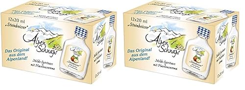 Alpenschnaps | Steinbeisser | 12 x 20ml | Haselnuss | pures Alpenglück im Glas (Packung mit 2) von Alpenschnaps