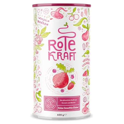 Rote Kraft | Smoothie Pulver | 600g | mit Wurzeln & Beeren u.a. Maca, Kurkuma, Guarana, Yerba Mate, Himbeeren, Açai, Goji Beeren | Alternative zu Kaffee - Alpha Foods von Alpha Foods