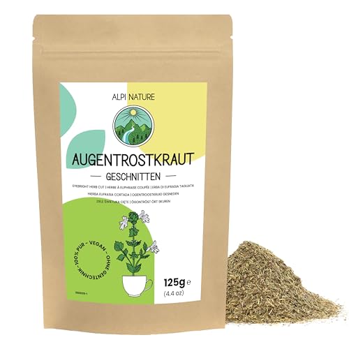 Augentrost Kraut 125g von Alpi Nature, Tee lose, Euphrasia, getrocknetes Augentrostkraut zur Zubereitung von Kräutertee und Augentrost Tee von Alpi Nature