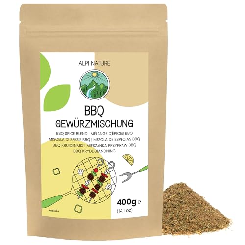 BBQ Rub 400g von Alpi Nature, BBQ Gewürz, BBQ Gewürzmischung für BBQ Sauce, Steak Gewürz, Barbecue Rub, Steak Rub, Barbecue Gewürz, Fleisch Gewürzmischung, Marinade für Fleisch von Alpi Nature