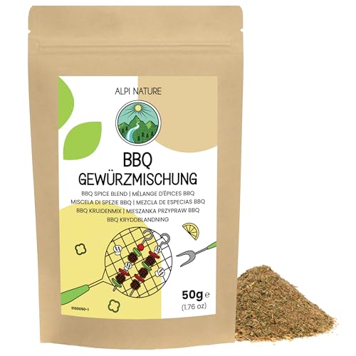 BBQ Rub 50g von Alpi Nature, BBQ Gewürz, BBQ Gewürzmischung für BBQ Sauce, Steak Gewürz, Barbecue Rub, Steak Rub, Barbecue Gewürz, Fleisch Gewürzmischung, Marinade für Fleisch von Alpi Nature