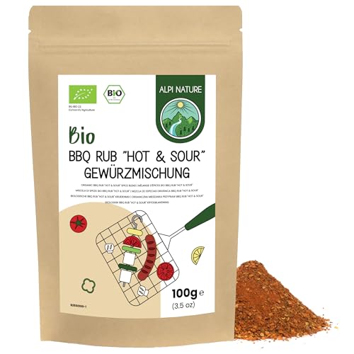 BBQ Rub BIO Hot & Sour 100g von Alpi Nature, bio BBQ Gewürz, BBQ Gewürzmischung bio, Steak Gewürz, Barbecue Rub, Steak Rub, Fleisch Gewürzmischung, Marinade für Fleisch von Alpi Nature