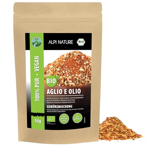 BIO Aglio e Olio Gewürz (50g), Bio Gewürzmischung, Pastagewürz, 100% natürlich, Zutaten aus kbA, Spagettigewürz ohne künstliche Zusätze von Alpi Nature