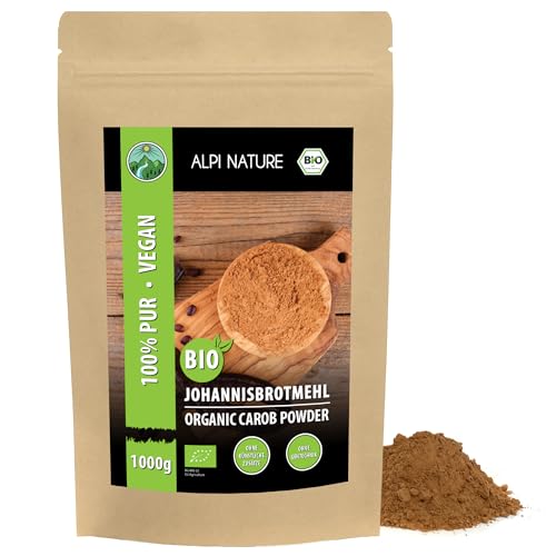 BIO Carobpulver (1kg), BIO Johannisbrot gemahlen, BIO Johannisbrotpulver dunkel, glutenfrei, laktosefrei, laborgeprüft, vegan, Johannisbrotmehl 100% naturrein ohne Zusätze von Alpi Nature