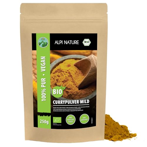 BIO Curry Pulver mild 250g von Alpi Nature, Premium Qualität indische Gewürzmischung, Curry Pulver bio, indische Gewürze zum Kochen und Zubereiten von Hähnchen Curry, Curry Sauce und Curry Paste von Alpi Nature