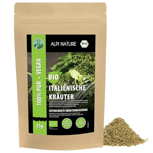 BIO Italienische Kräuter (25g), Bio Italienische Kräutermischung, Zutaten aus kontrolliert biologischem Anbau, 100% natürlich, Bio Kräutermischung Italien, ohne Zusätze von Alpi Nature