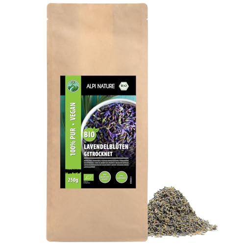 BIO Lavendelblüten (250g), Lavendel Blüten Bio getrocknet, Lavendel aus biologischem Anbau, Bio Lavendelblüten ganz 100% natürlich, ohne Zusätze von Alpi Nature