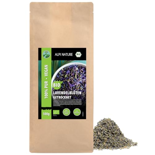 BIO Lavendelblüten (500g), Lavendel Blüten Bio getrocknet, Lavendel aus biologischem Anbau, Bio Lavendelblüten ganz 100% natürlich, ohne Zusätze von Alpi Nature