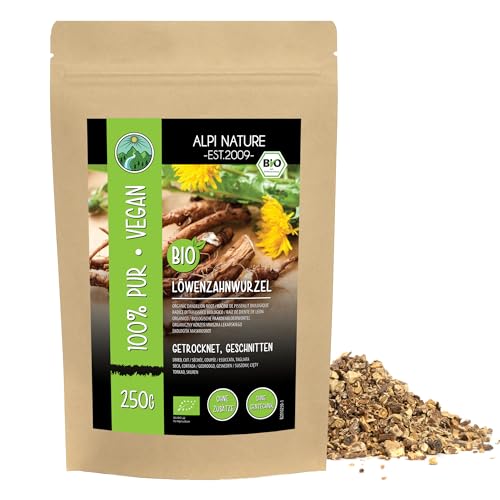 BIO Löwenzahnwurzel getrocknet (250g), Bio Löwenzahnwurzel geschnitten, Löwenzahn Wurzel aus kontrolliert biologischem Anbau, Löwenzahn Tee Bio, Löwenzahnwurzeltee 100% natürlich von Alpi Nature