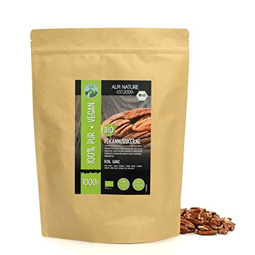 BIO Pekannüsse (1kg), Pekan Nüsse geschält aus kontrolliert biologischem Anbau, laborgeprüft, Bio Pekan Kerne ganz, Pecan 100% rein und naturbelassen von Alpi Nature