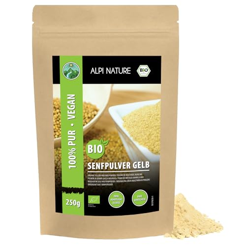 BIO Senfpulver gelb weiß (250g), Bio Senfmehl gelb, Senfkörner gemahlen aus kontrolliert biologischem Anbau, Senf Pulver 100% natürlich, ohne Zusätze, Senfsaat Bio gemahlen, Senfsamen gemahlen von Alpi Nature