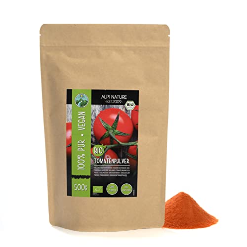 BIO Tomaten Pulver (500g), Bio Tomatenpulver, Tomaten gemahlen aus kontrolliert biologischem Anbau, 100% rein und naturbelassen von Alpi Nature