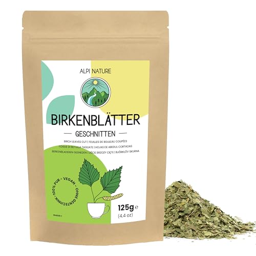 Birkenblättertee 125g von Alpi Nature, Loser Birkentee, Birkenblätter getrocknet und geschnitten zur Zubereitung von Birken Tee, Birkenblätter Tee und Kräutertee von Alpi Nature