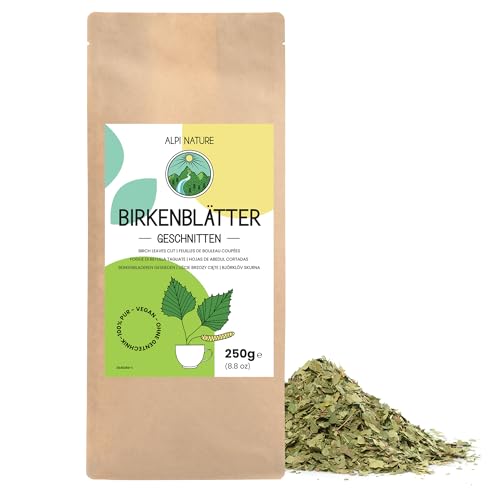 Birkenblättertee 250g von Alpi Nature, Loser Birkentee, Birkenblätter getrocknet und geschnitten zur Zubereitung von Birken Tee, Birkenblätter Tee und Kräutertee von Alpi Nature