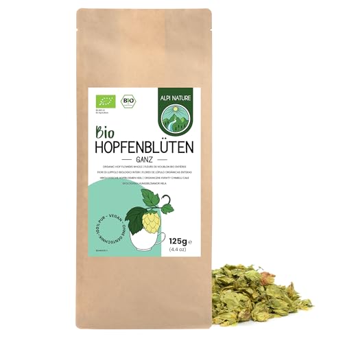 Hopfenblüten BIO ganz 125g von Alpi Nature, getrocknete Hopfen Pflanze, Tee lose, Hopfenblüte zur Zubereitung von Hopfentee, Hopfenblüten Tee und Kräutertee von Alpi Nature