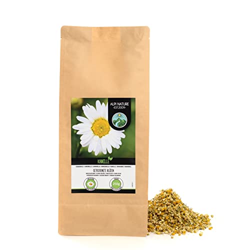 Kamillenblüten (250g), Loser Kamillentee, Premium Qualität nur Blüten, Kamillen Tee ganze Blüten, schonend getrocknet, 100% rein und naturbelassen, Tee Kamille von Alpi Nature