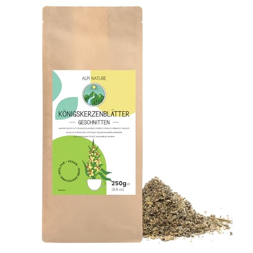 Königskerze Blätter 250g von Alpi Nature, Mullein, Königskerze Pflanze getrocknet und geschnitten, Tee lose, Königskerzenblätter zur Zubereitung von Königskerze Tee und Kräutertee von Alpi Nature