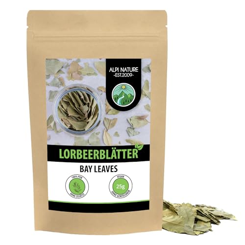 Lorbeerblätter (25g), Lorbeerblätter handverlesen und schonend getrocknet, Lorbeer Blätter 100% rein und naturbelassen von Alpi Nature