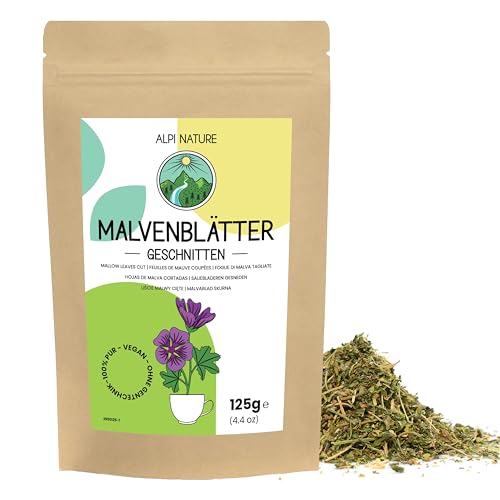 Malvenblätter 125g von Alpi Nature, Tee lose, Malvenblätter getrocknet und geschnitten zur Zubereitung von Malvenblätter Tee, Malventee, Tee Malve und Kräutertee von Alpi Nature