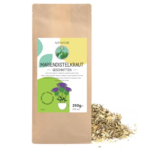 Mariendistel 250g von Alpi Nature, Mariendistelkraut getrocknet und geschnitten für die Zubereitung von Mariendistel Tee und Kräutertee von Alpi Nature